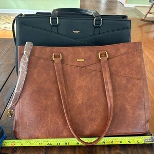 Sophisticated Black and Brown Laptop Tote Bag Set